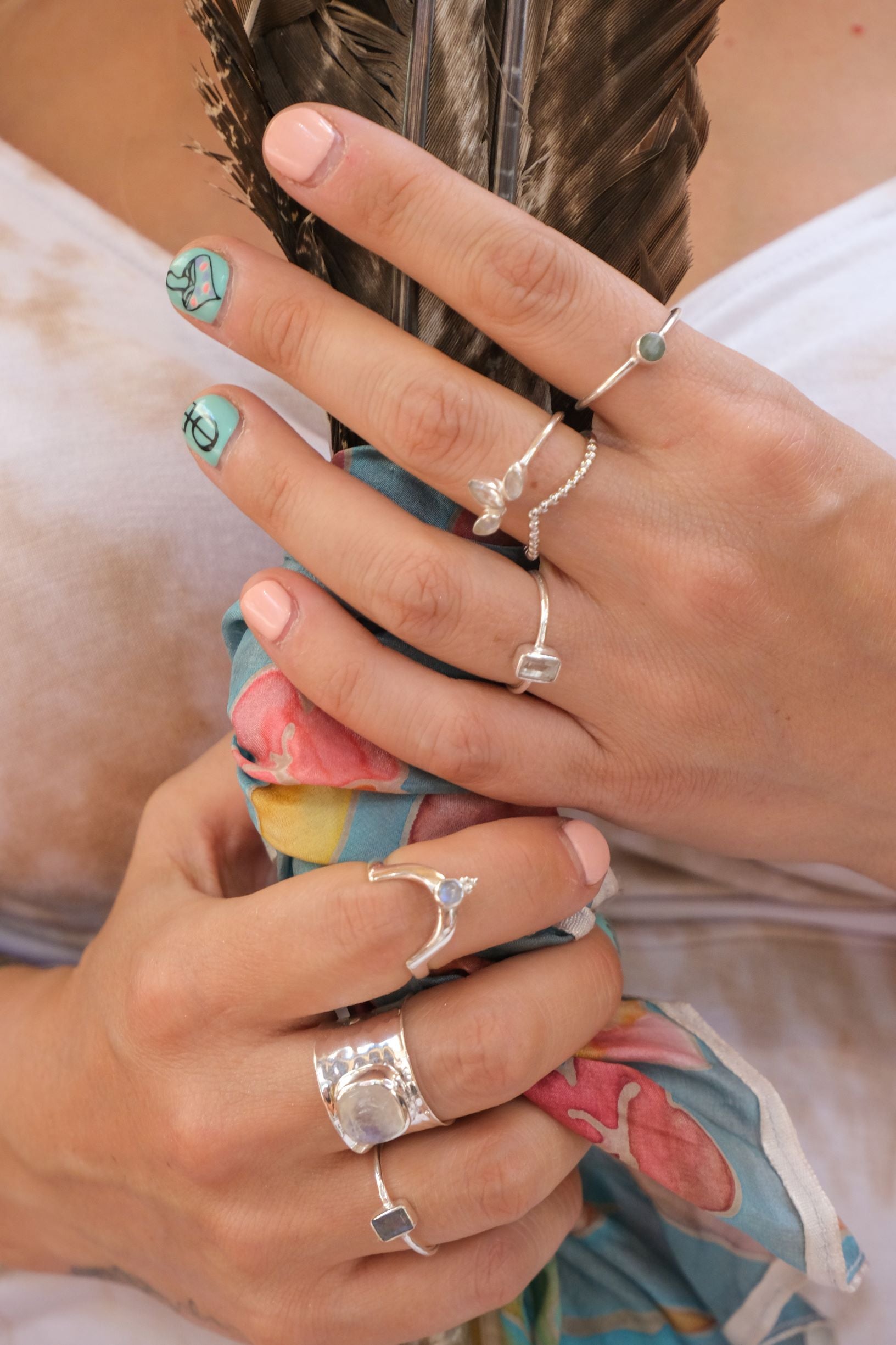 Anillo Trilogía Piedra Luna - Mil Colores CL